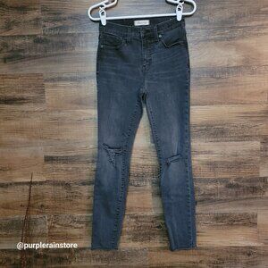 Madewell Jeans 26 Skinny 9" High Rise Black Sea Wash H2230 Tummy Control Stretch